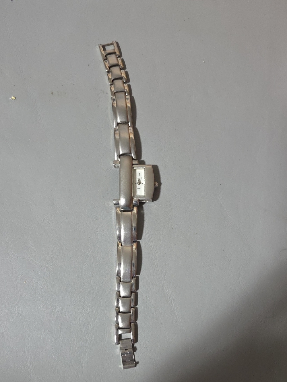 Silver Tone Bracelet Hidden Watch - Rectangular Dial